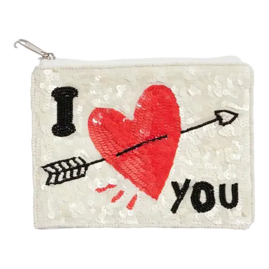 Valentine's Day I Love You Multi Beaded Coin Purse