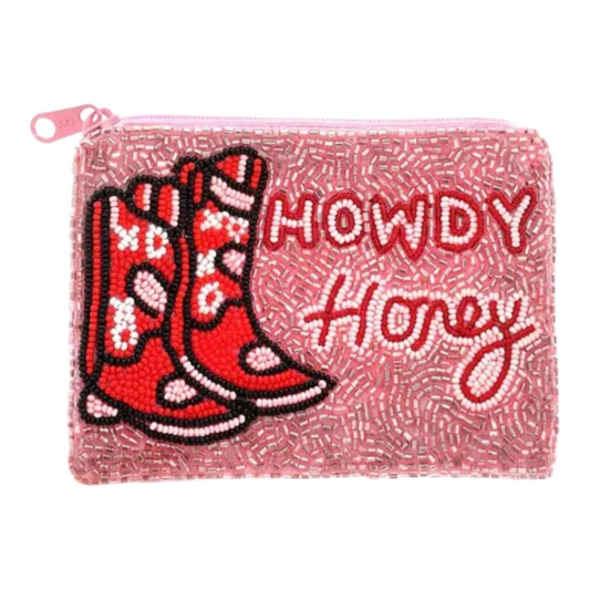 Valentine's Day Howdy Honey Multi Beaded Coin Purse