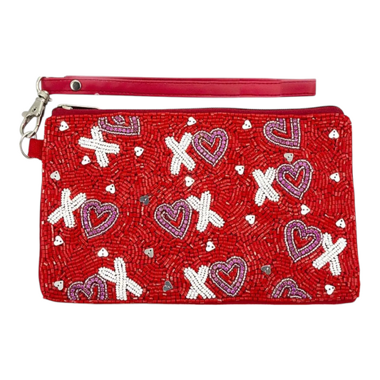 Valentine's Day XOXO Hugs & Kisses Multi Beaded Wristlet