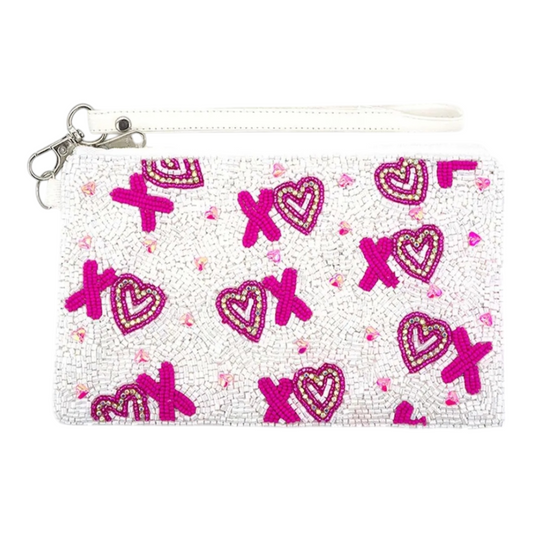 Valentine's Day XOXO Hugs & Kisses Multi Beaded Wristlet