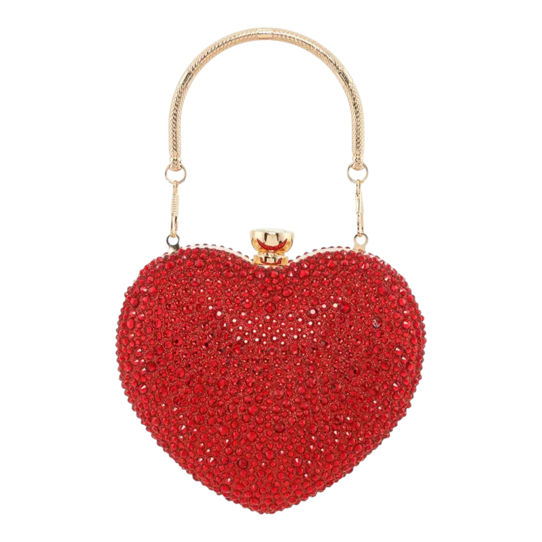 Valentine's Day Heart Rhinestone Crossbody Bag