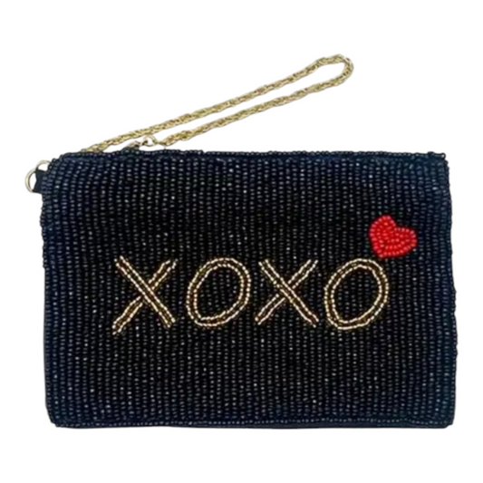 Valentine's Day XOXO Hugs & Kisses Multi Beaded Coin Purse