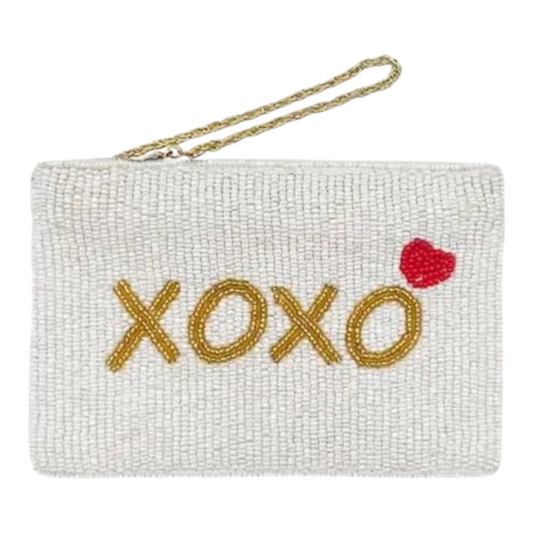 Valentine's Day XOXO Hugs & Kisses Multi Beaded Coin Purse