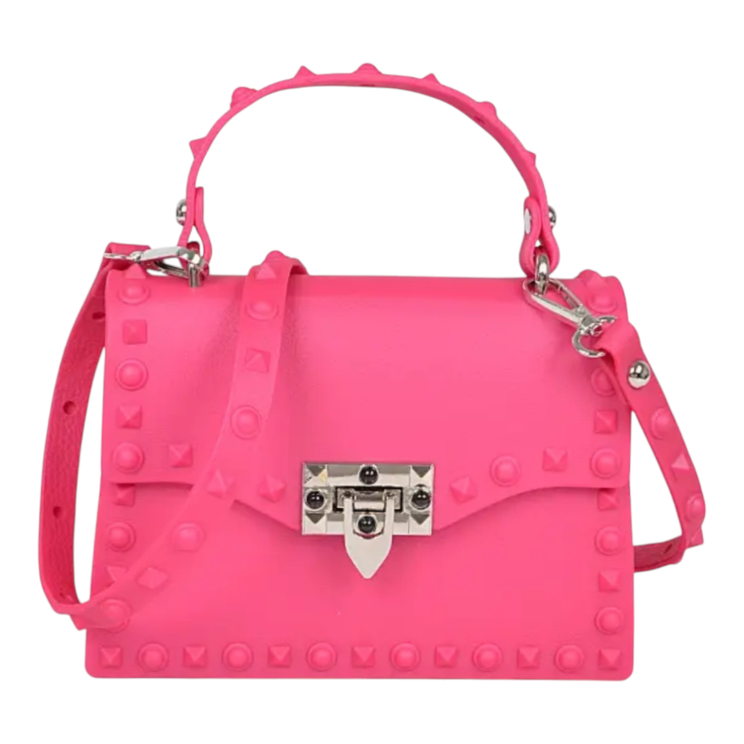 Hot Pink Monotone Studded Clutch