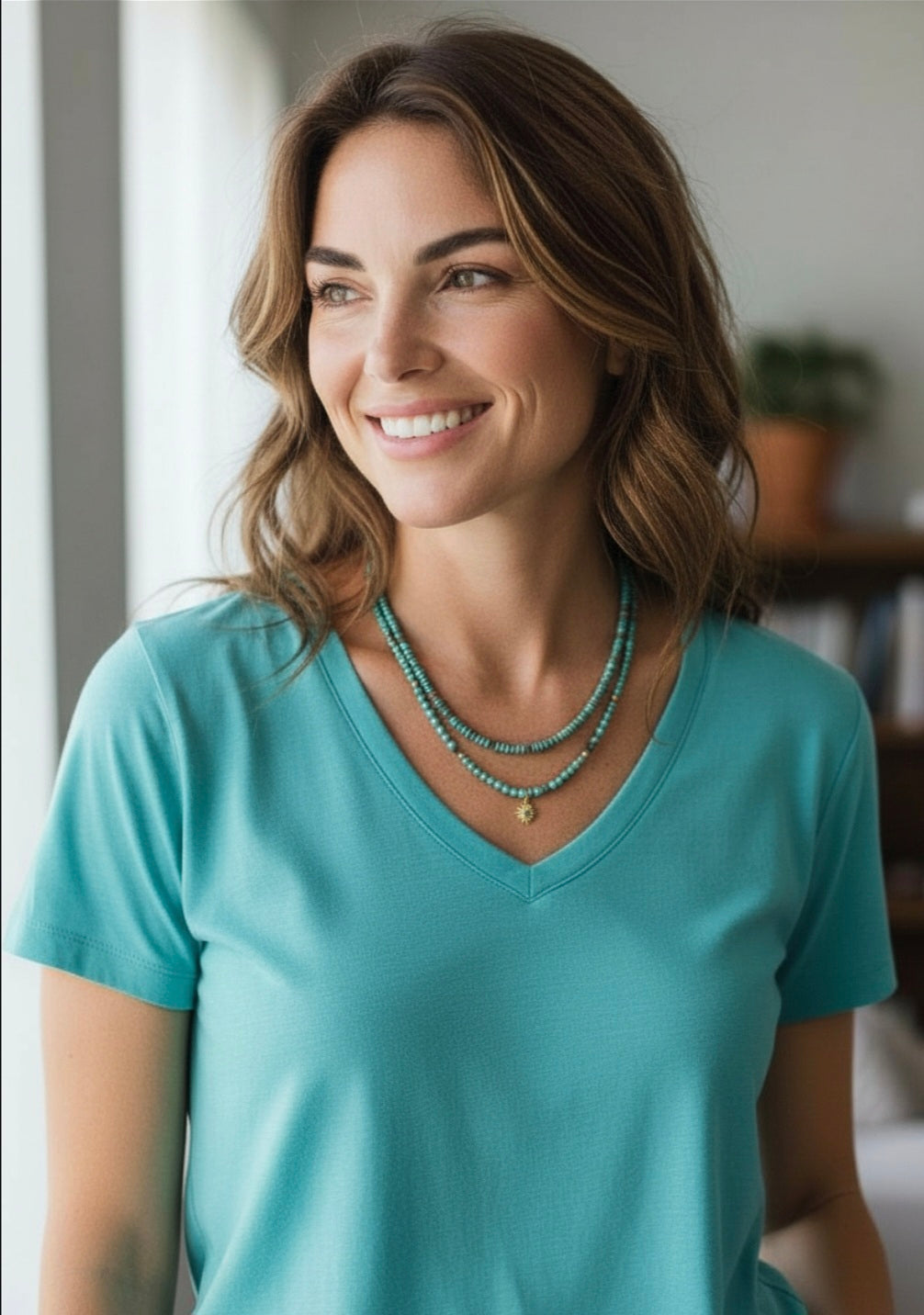 Dainty Minimalist Turquoise Gemstone Necklace Set