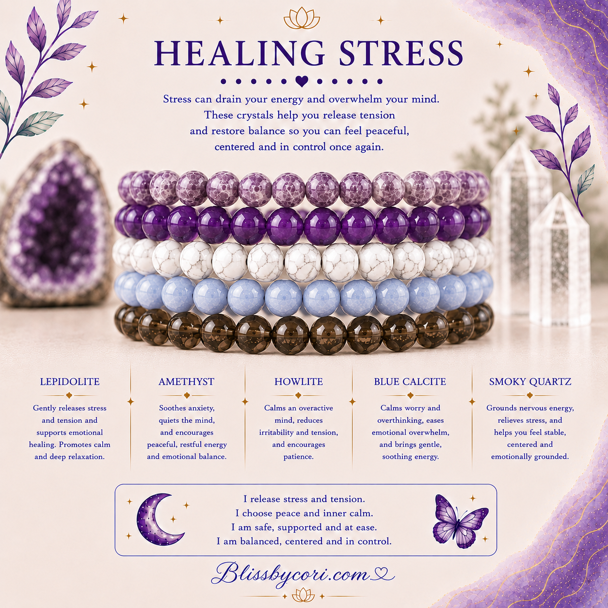 Healing Stress Gemstone Bracelet Stack