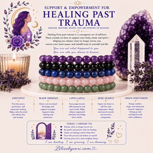 Support & Empowerment For Healing Past Trauma Gemstone Bracelet Stack