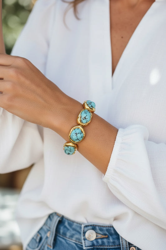 Turquoise Bezel Nugget Bracelet
