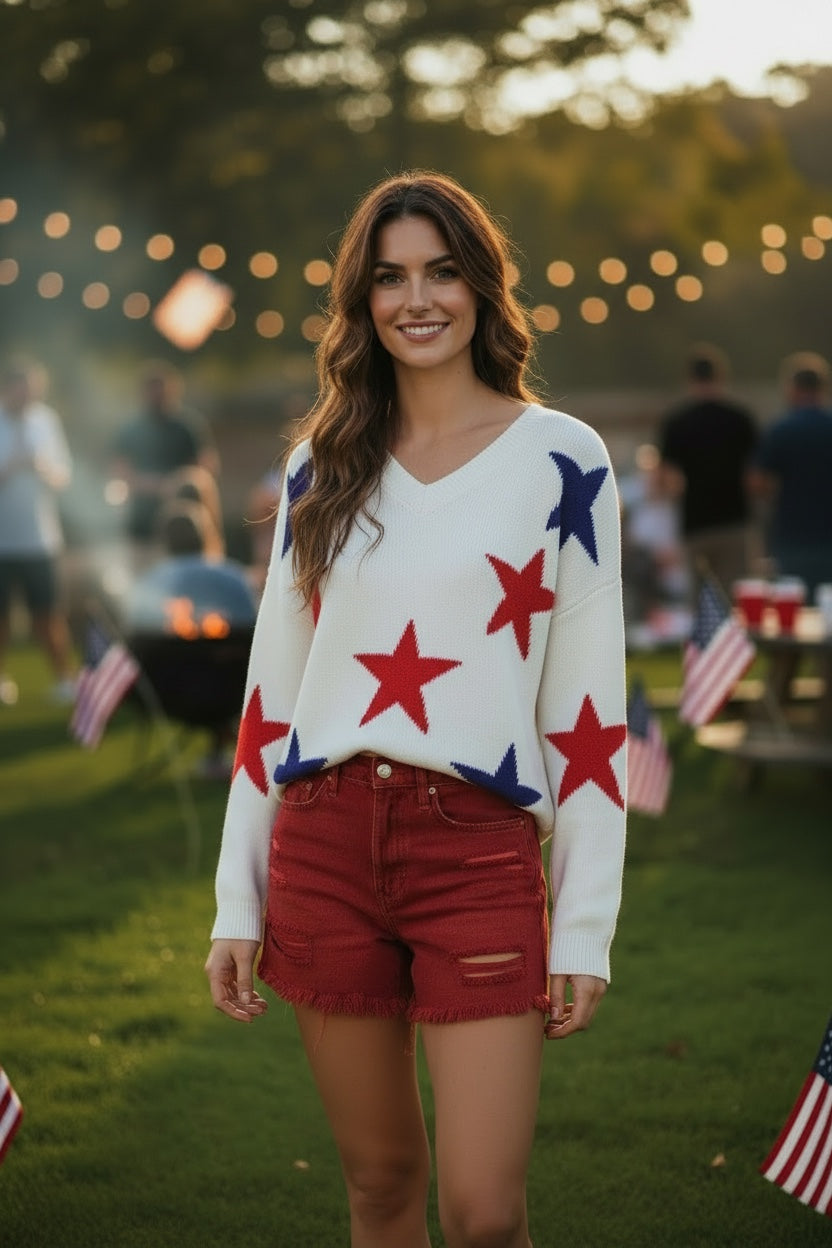 4th of July Americana Star Sweater