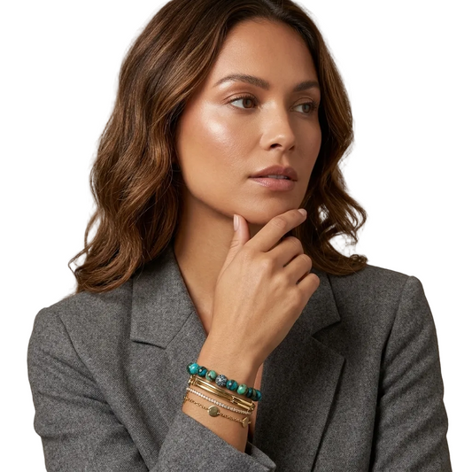 Blue Opal Beaded Bracelet Paired With A Sterling SIlver Natural Blue Topaz Bead