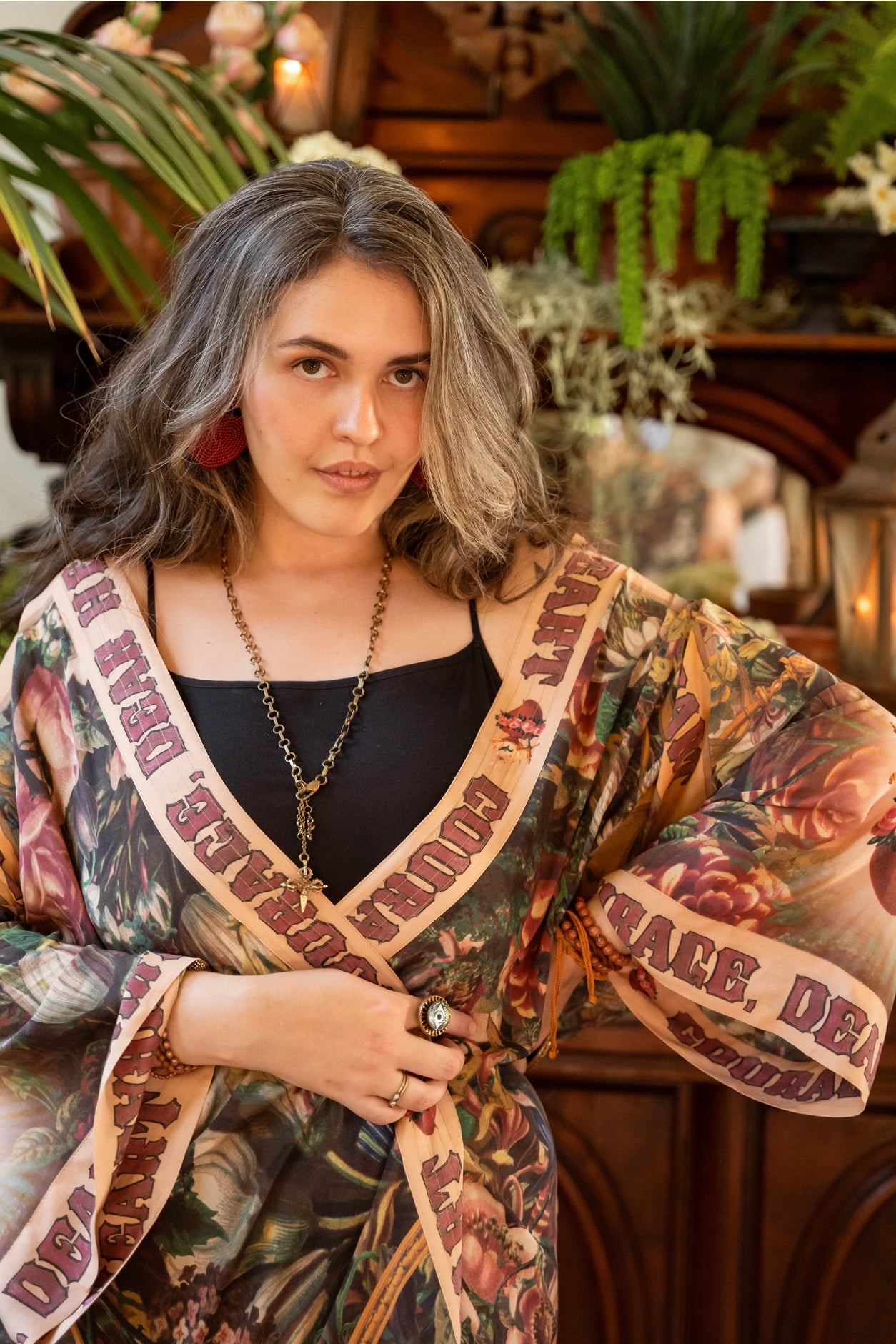 Courage Dear Heart Opera Duster Kimono Robe w/ Sacred Heart- Preorder Ships August 1 - 30th