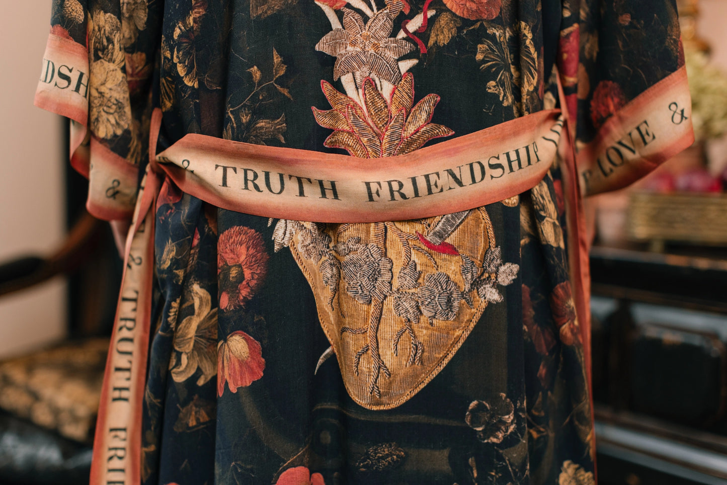 Heart of Gold Opera Duster Kimono Robe w/ Sacred Heart Pre-Order Ships In September