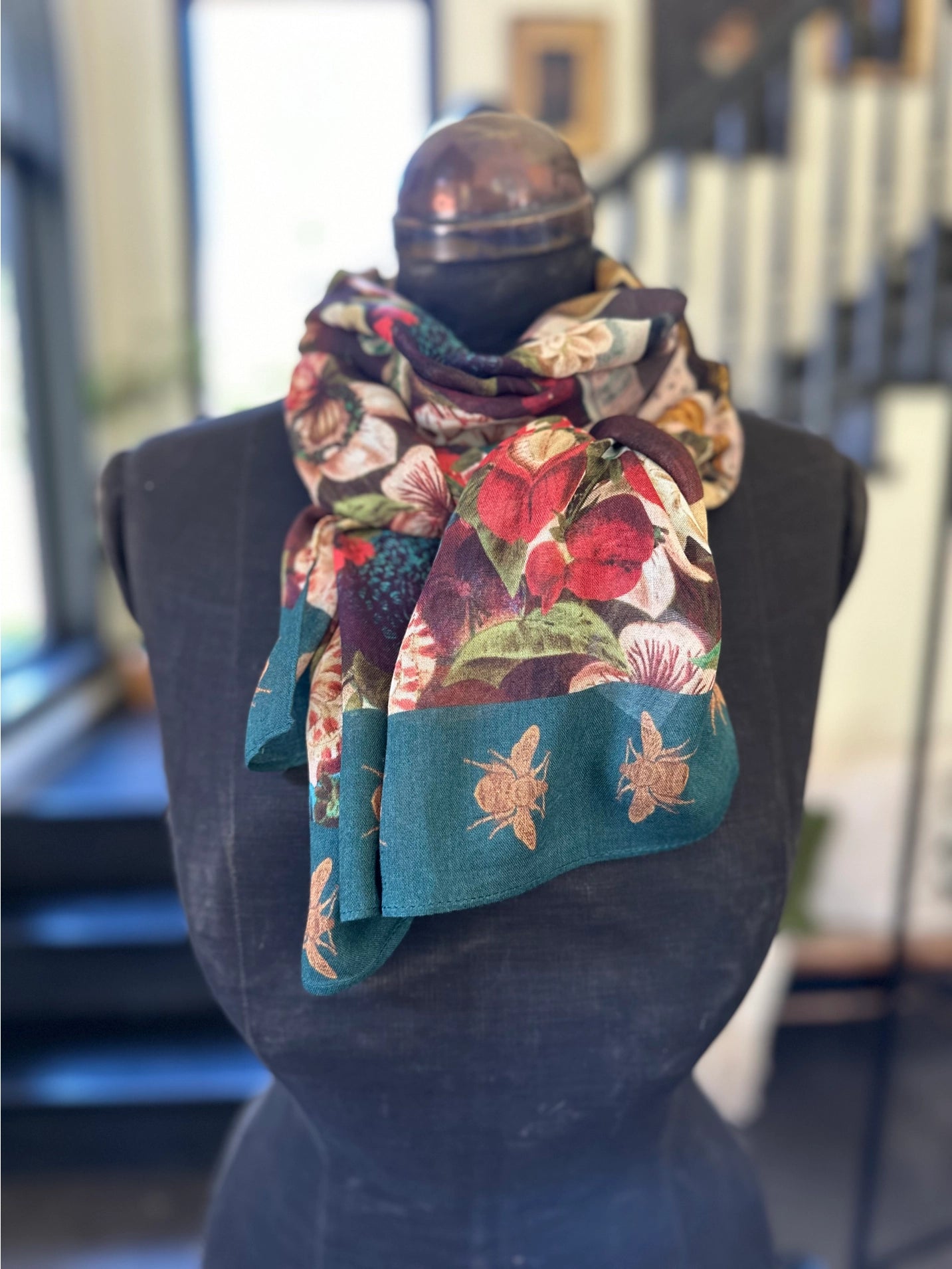 Market Of Stars Stay Gold Floral Bohemian Bamboo Scarf with Rabbit & Bees Pre-Order - Ships March 2025