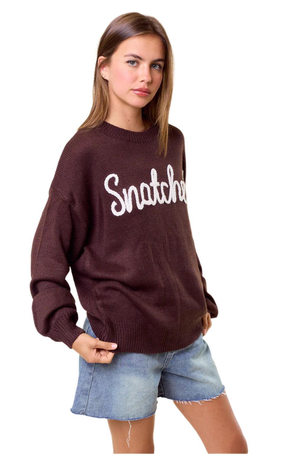 Snatched Letter Embroidered Sweater