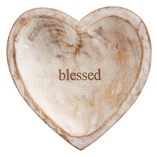 Wood Heart Dish - Blessed