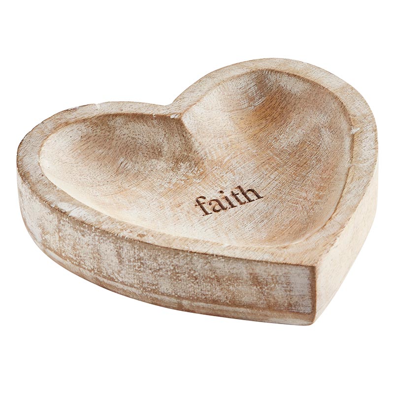 Wood Heart Dish - Faith