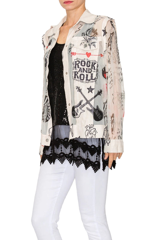 Rock And Roll Faux Suede Mesh Trimmed Detailed Jacket - Ships Late September