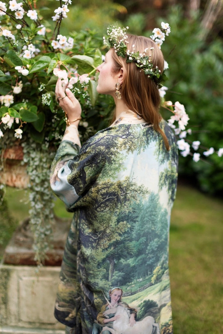 The Mythmaker Matinée Duster Kimono w/ Landscape & Unicorn Pre-Order Ship March 2026