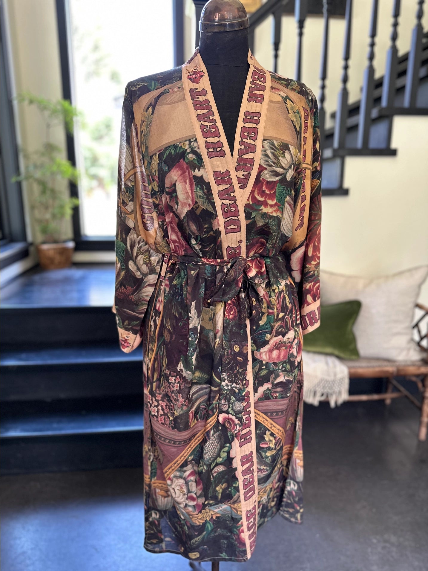 Market Of Stars Courage Dear Heart Boho Kimono Duster Robe with Sacred Heart - Preorder Ships August 1 - 30th