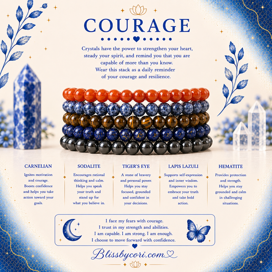 Support & Empowerment For Courage Gemstone Bracelet Stack