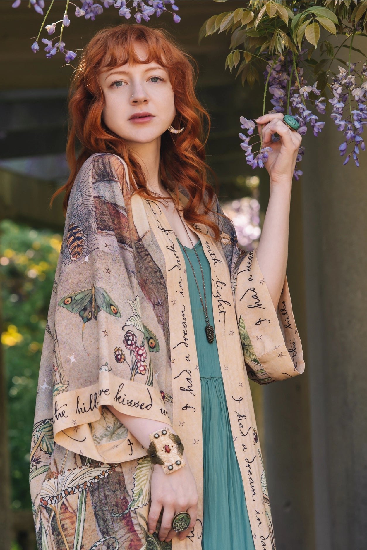 Lovelight Opera Duster Kimono Robe W/Woodland Deer & Swallow - Pre Order - Ships Late October 2025