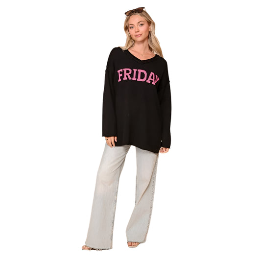 Friday V Neck Oversized Sweater