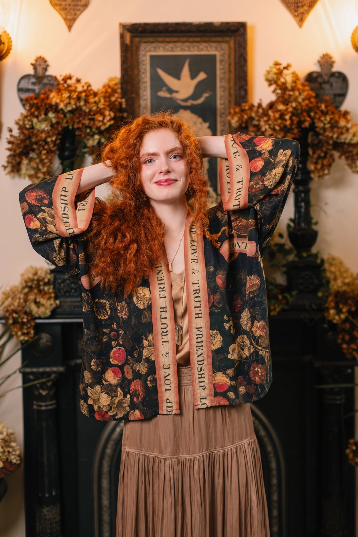 Heart of Gold Pixie Duster Crop Kimono w/ Sacred Heart Pre-Order Ships In September