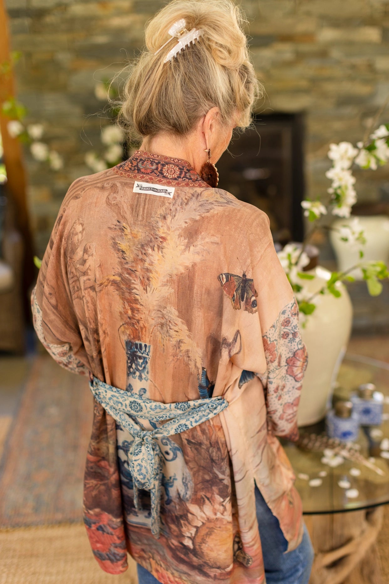 The Storyteller Matinée Duster Kimono With Sunflowers & Pottery