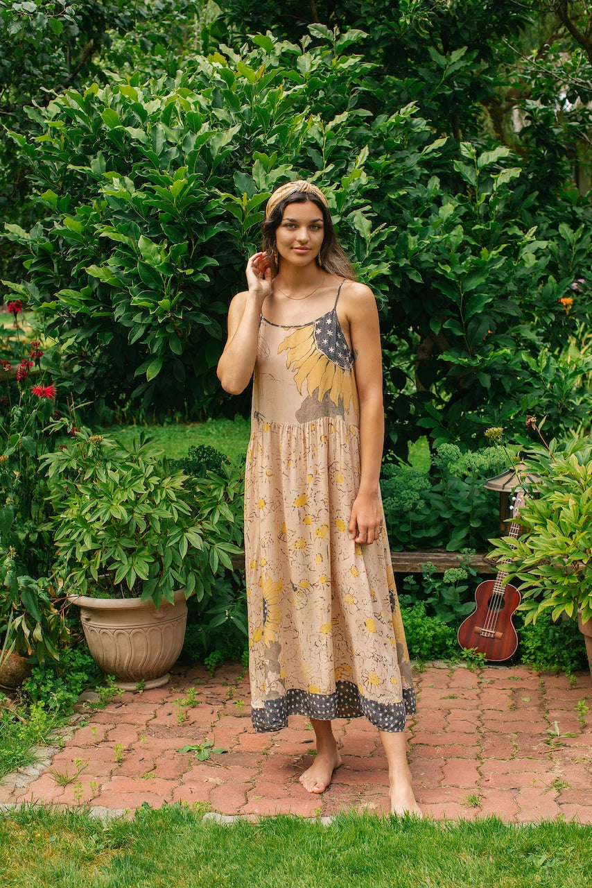 Milk & Honey Bohéme Slip Dress with Bees and Sunflowers