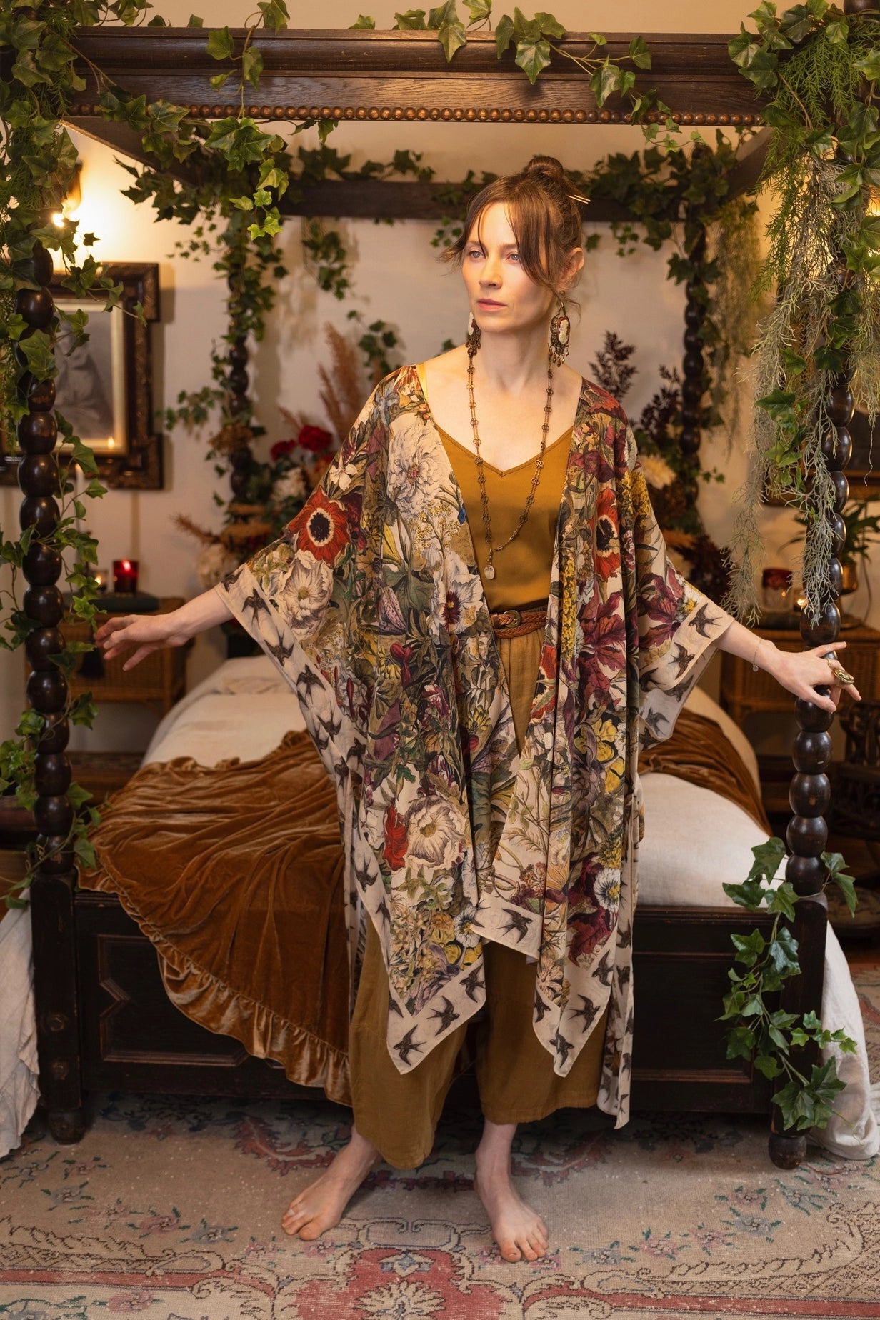 Golden Hour Goddess Duster Kimono w/ Floral Print - Pre-Order - Ships August 2026