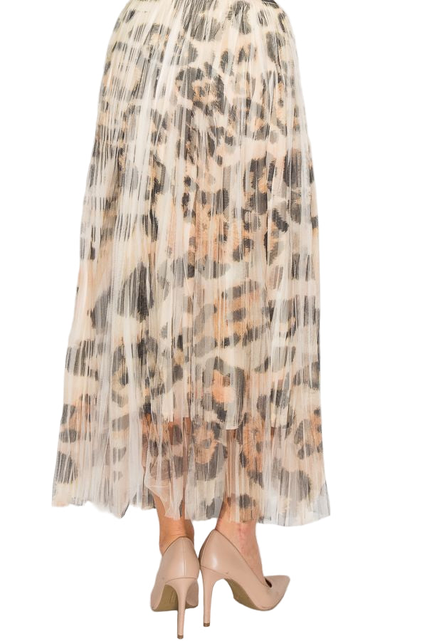Leo Rose Leopard Tulle Maxi Skirt -  Ships Late September