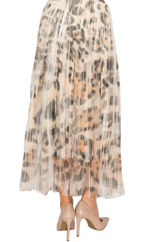 Leo Rose Leopard Tulle Maxi Skirt -  Ships Late September