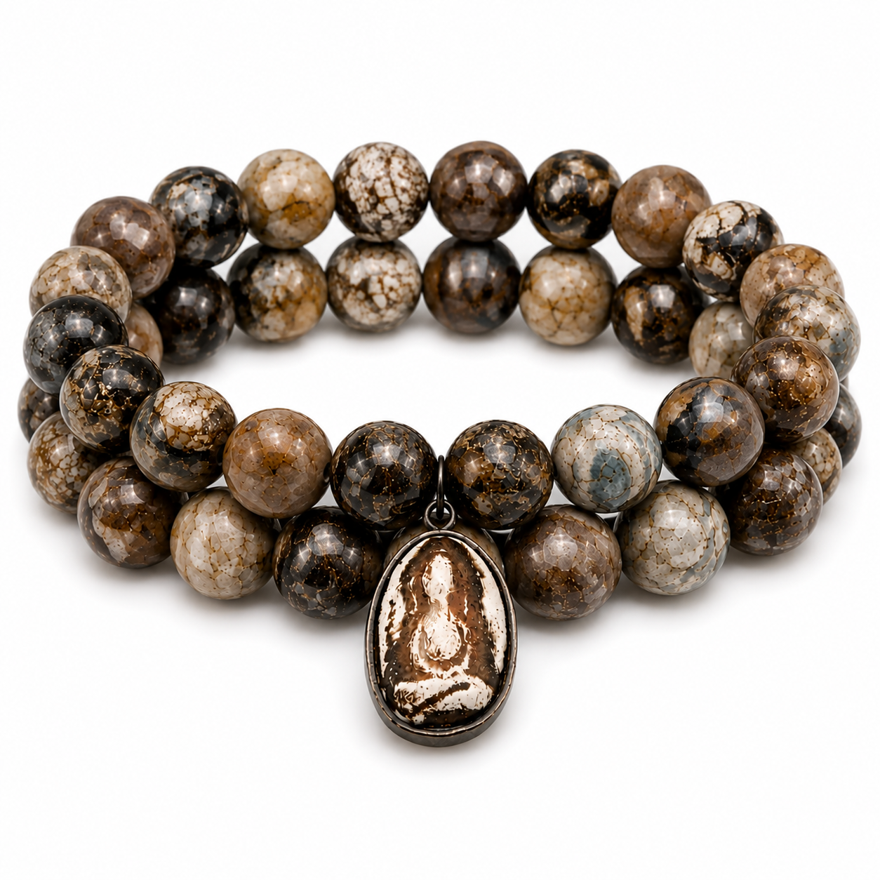 Rustic Buddha Gemstone Bracelet Set