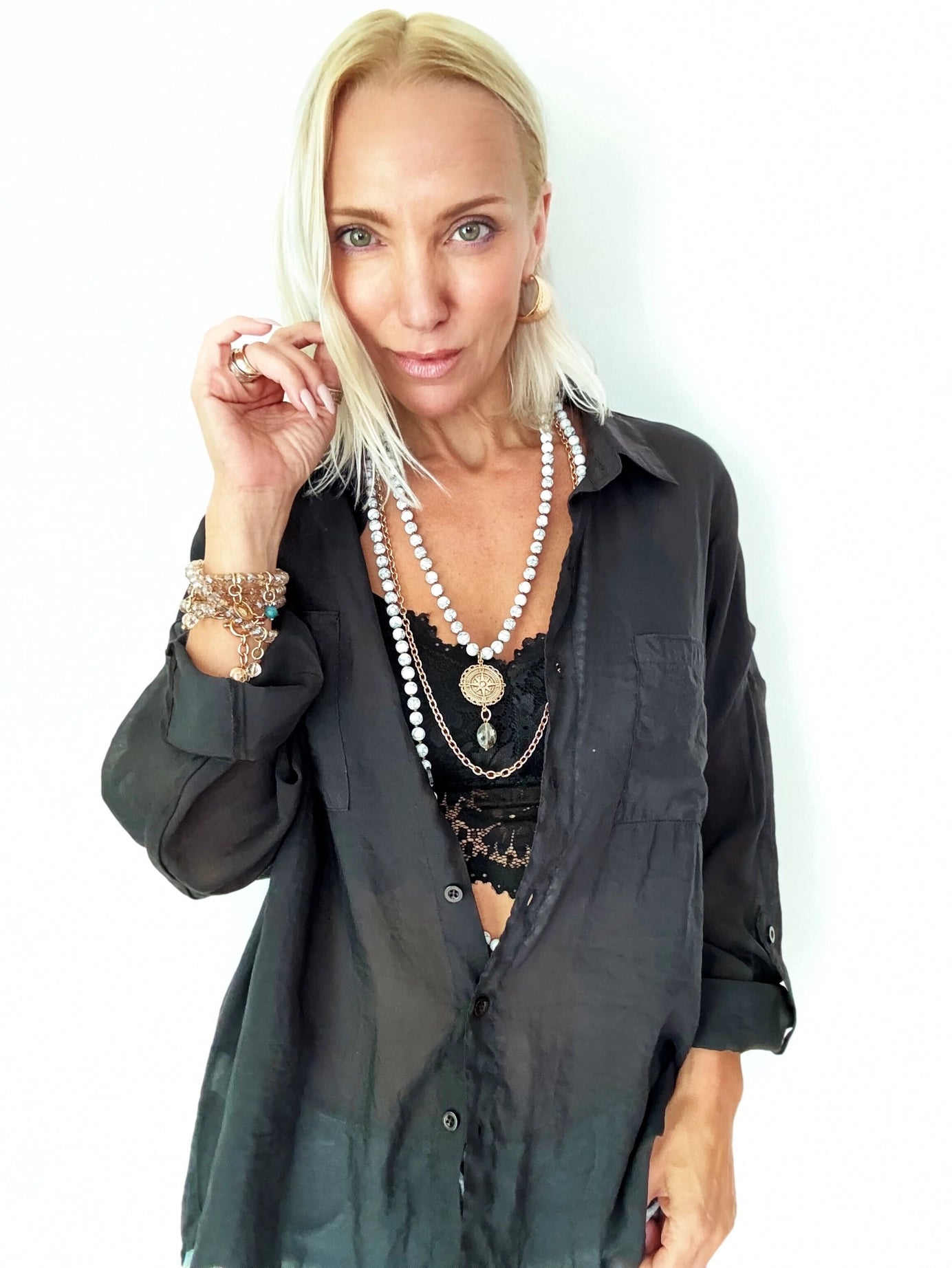 Limited Edition Trust the Journey Compass Long Chain Mantra Necklace