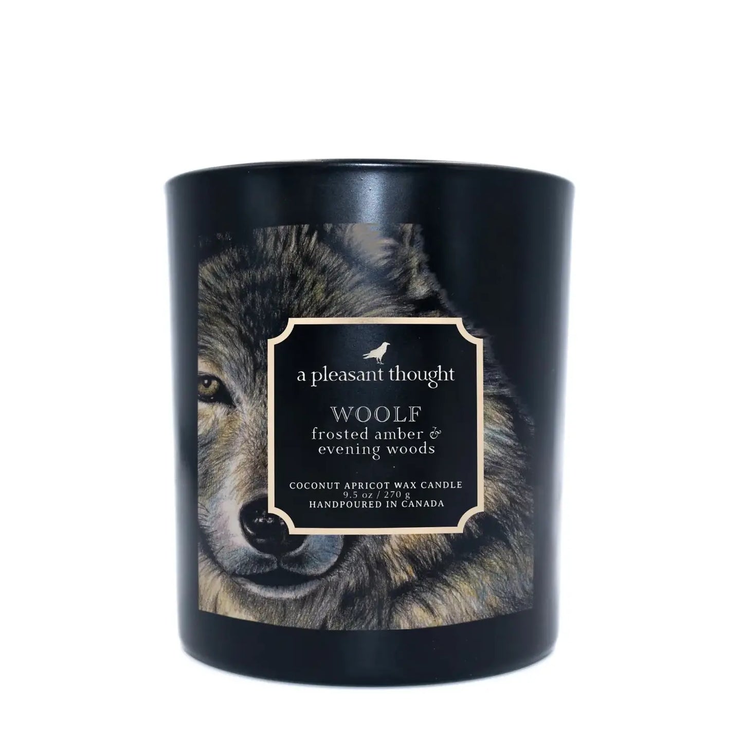 Woolf | Frosted Amber & Evening Woods | Raven Candle -  A Pleasant Thought Candle Co