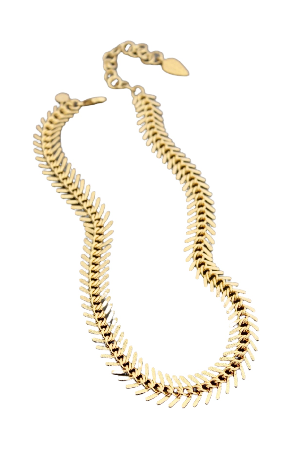 Gold Chain Fish Bone Necklace