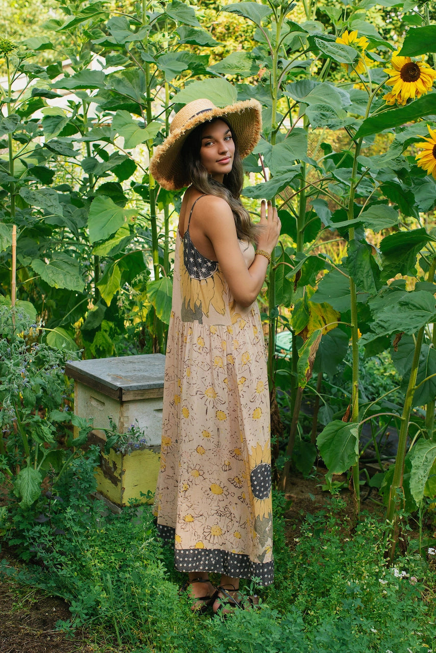 Market Of Stars Milk & Honey Bohéme Slip Dress with Bees and Sunflowers