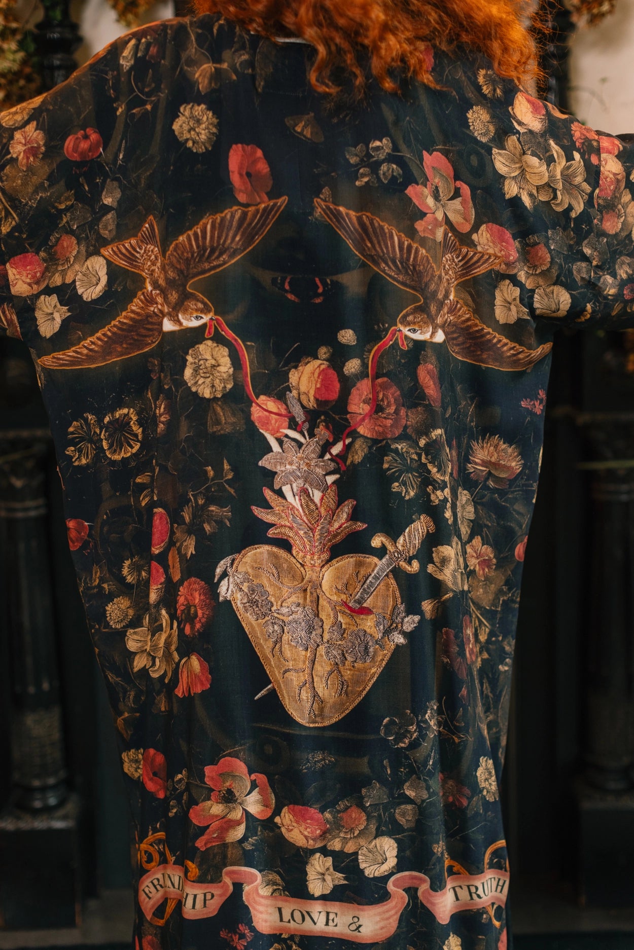 Heart of Gold Opera Duster Kimono Robe w/ Sacred Heart Pre-Order Ships In September