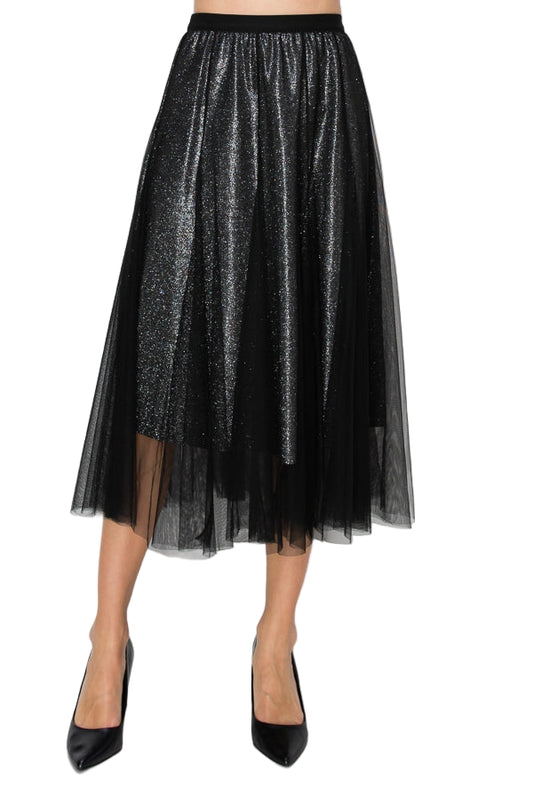 Black Mesh Skirt with Sparkly Lining - Ships Late September
