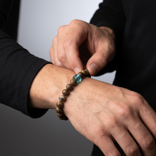 Bronzite & Apatite Beaded Gemstone Bracelet