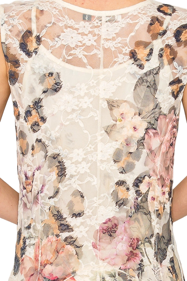 Leo Rose Whimsical Sleeveless Lace Midi Dress with Unattached Slip - Ships Late September