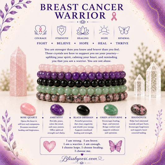 Breast Cancer Recovery Gemstone Bracelet Stack