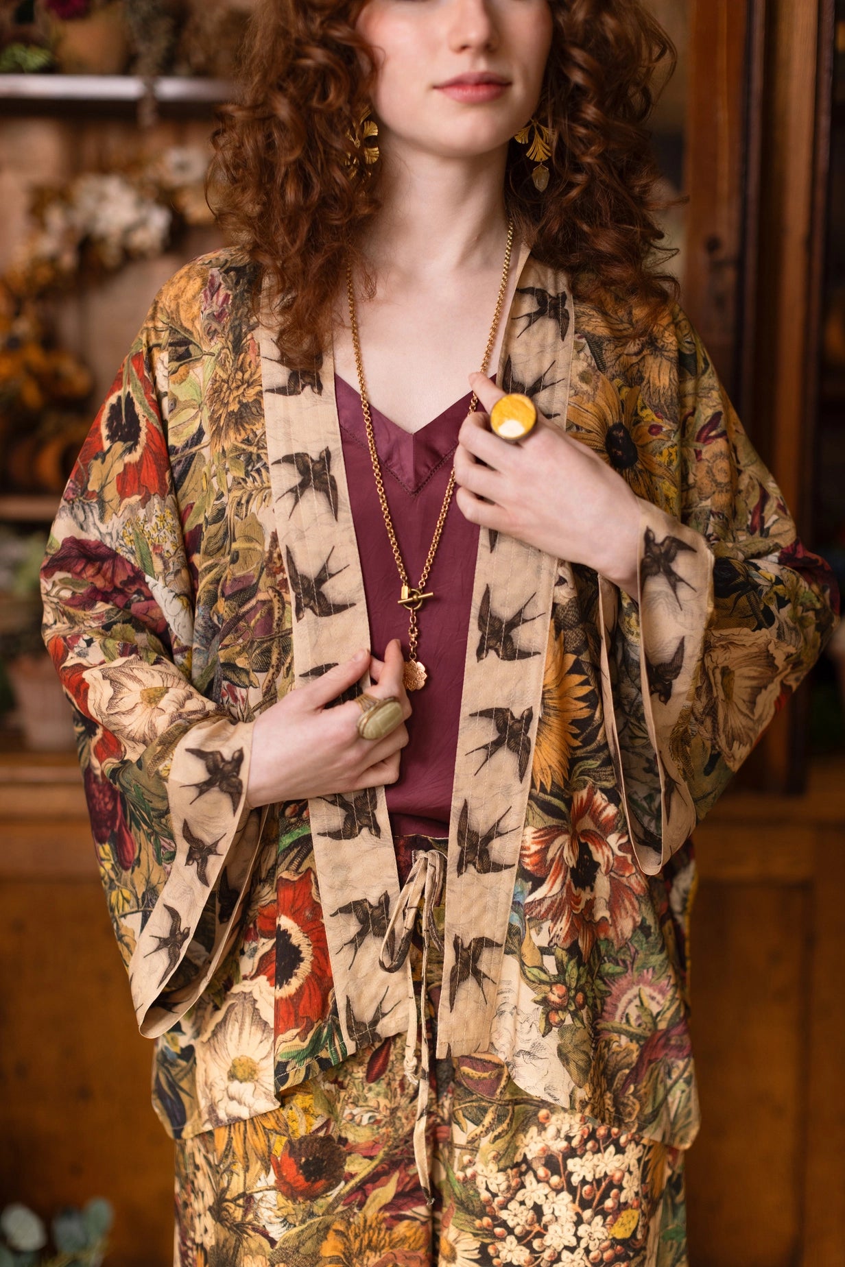 Golden Hour Pixie Duster Crop Kimono w/ Floral Print Pre-Order - Ships August 2026