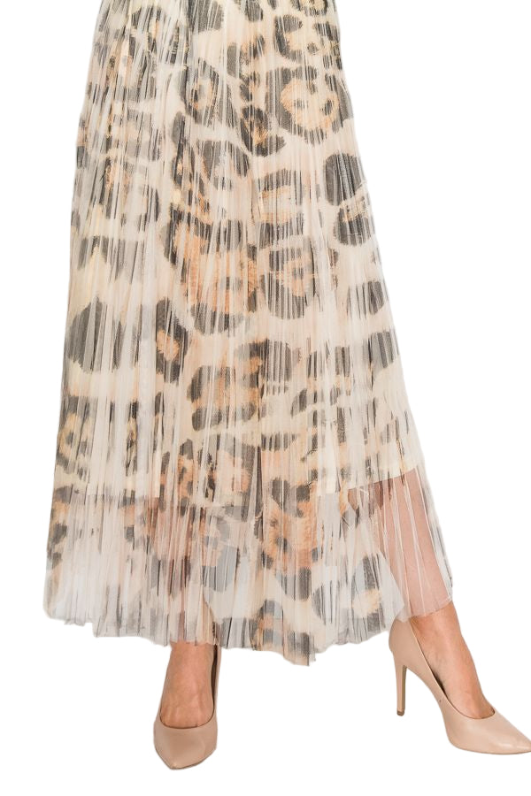 Leo Rose Leopard Tulle Maxi Skirt -  Ships Late September