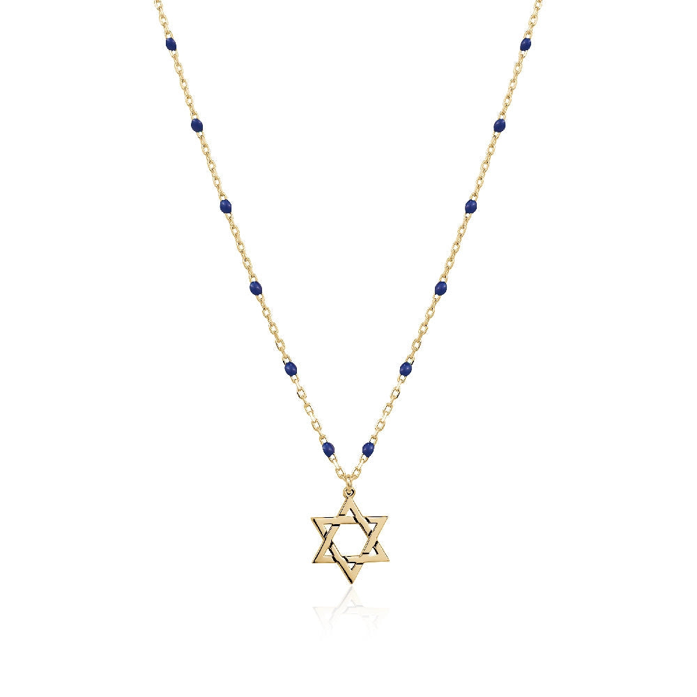 Rosary Chain Star of David Necklace - Available In 4 Colors