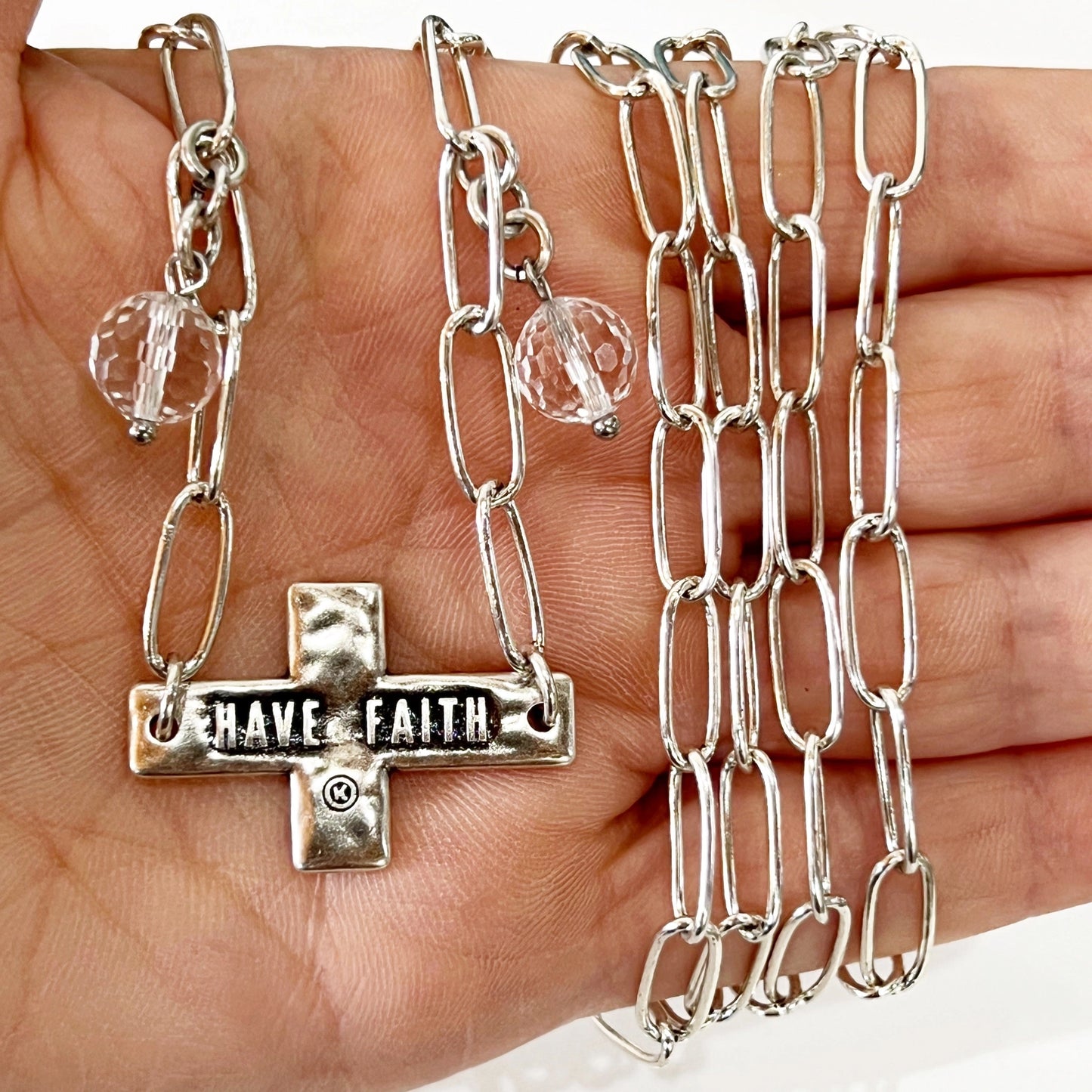 Have Faith Long Chain Mantra Necklace