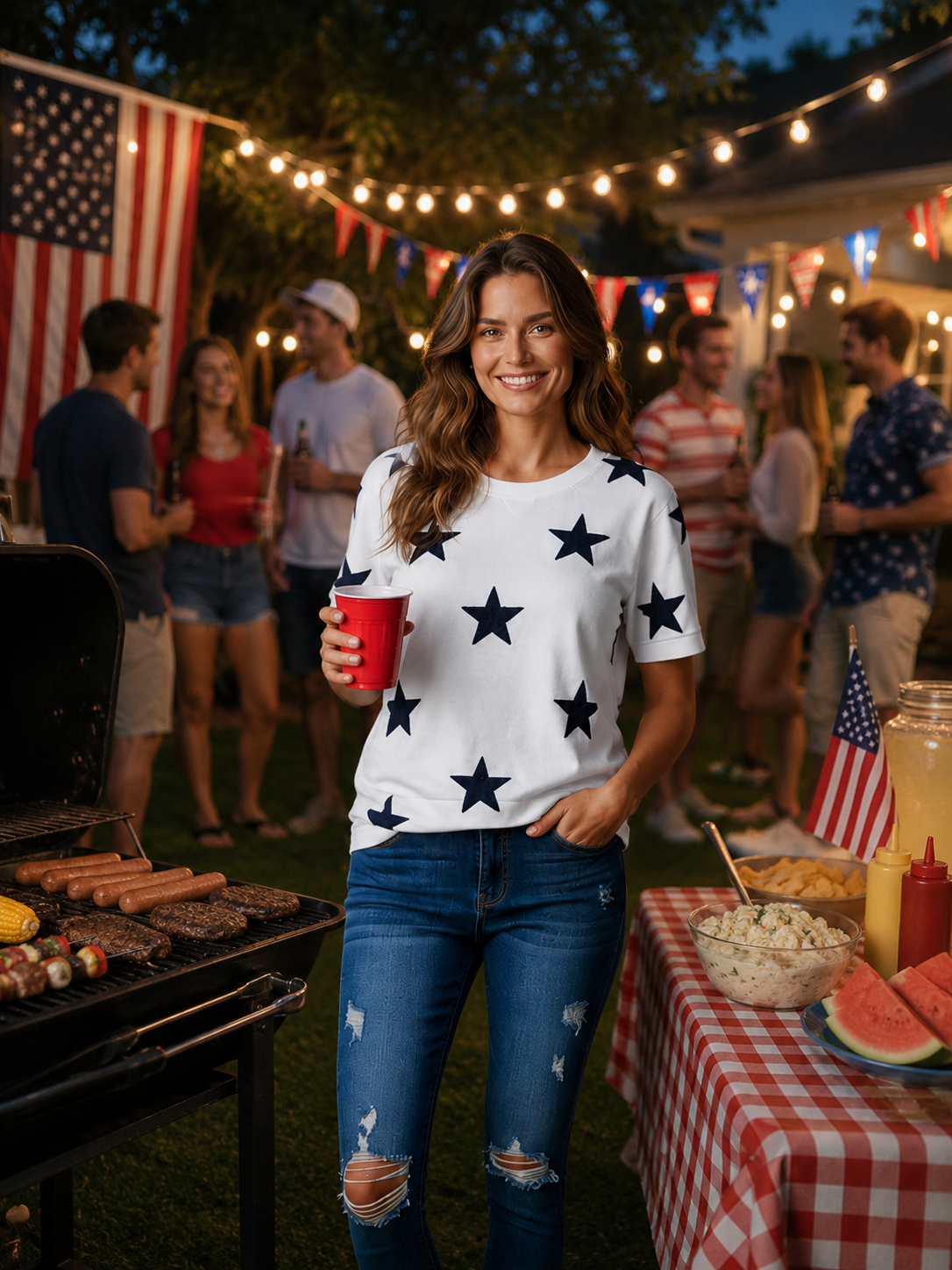 Stars Lightweight Short Sleeve Sweatshirt