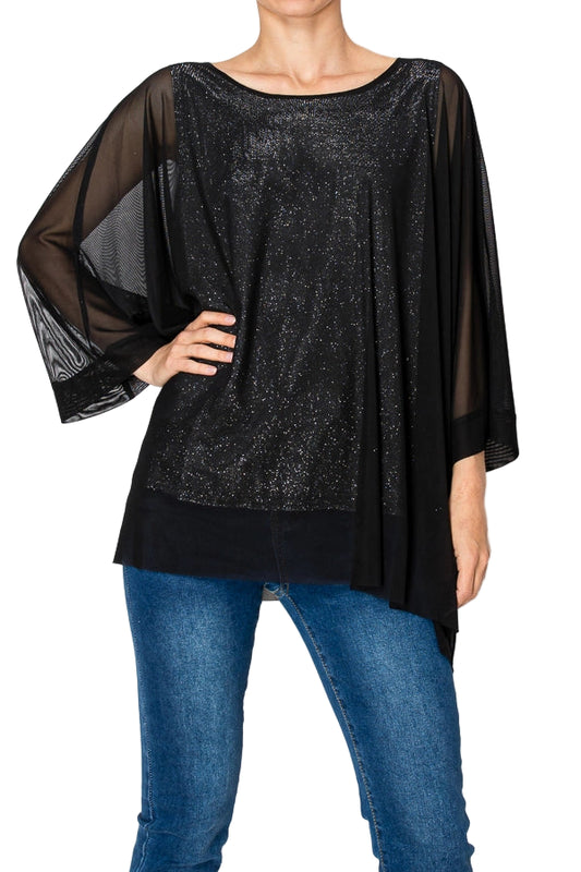 Sparkly Mesh Tunic Top with Attached Tank - Ships Late September