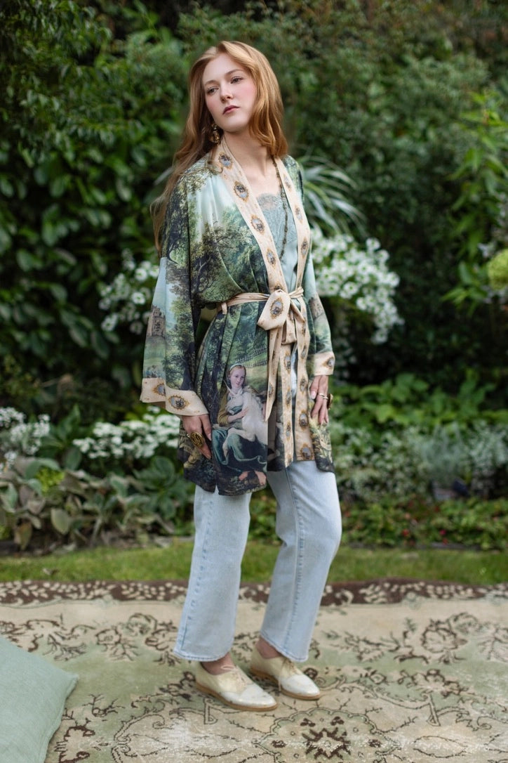 The Mythmaker Matinée Duster Kimono w/ Landscape & Unicorn Pre-Order Ship March 2026