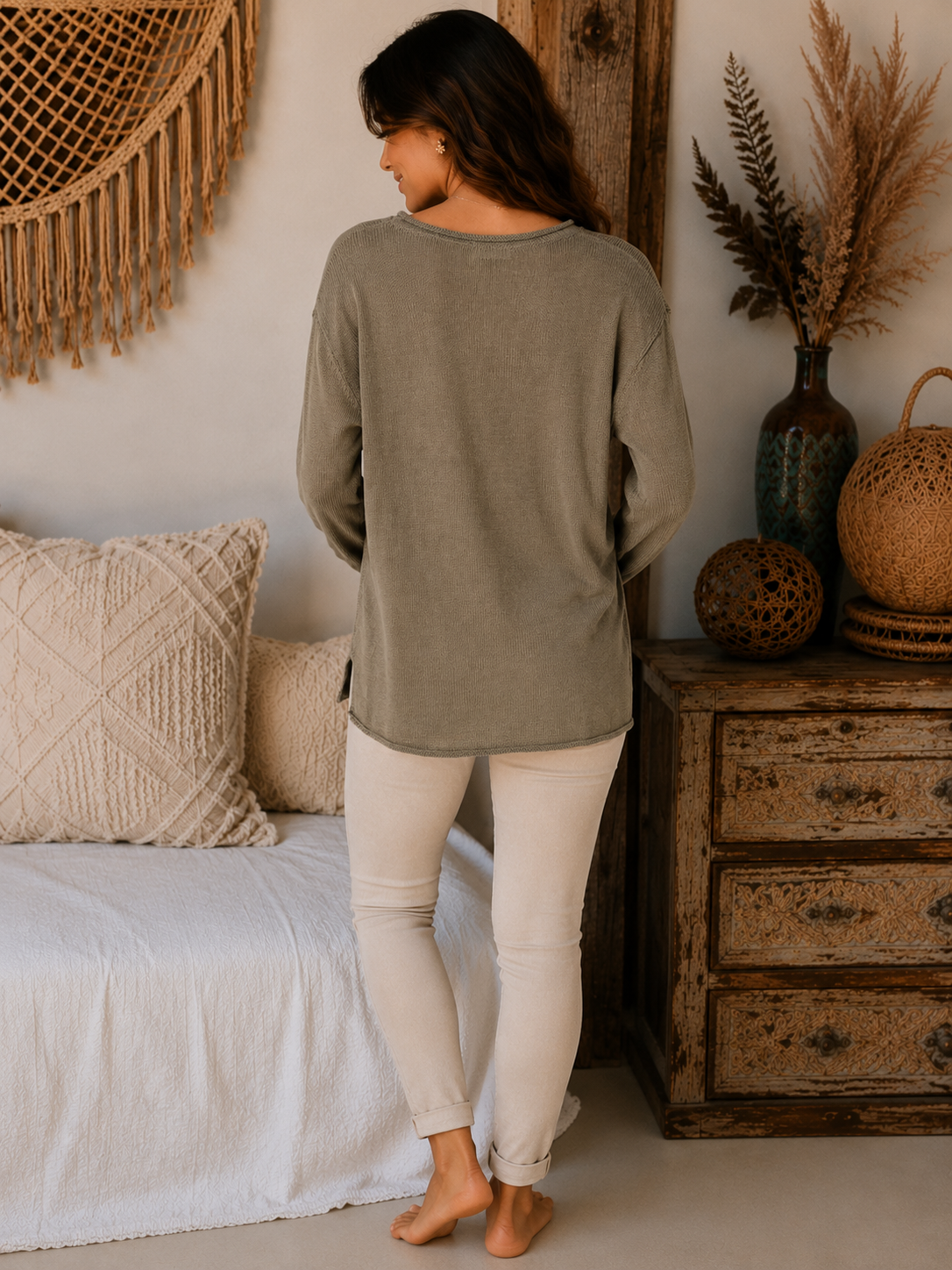 Round Neck Long Sleeve "Faith" Lightweight Sweater